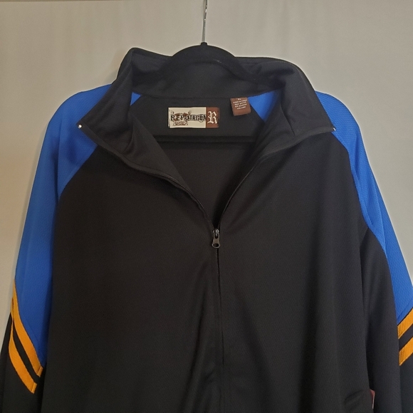 Reputation Men's NWT Size XL Black/RoyalSun zip front silk blend bomber jacket - Picture 5 of 10